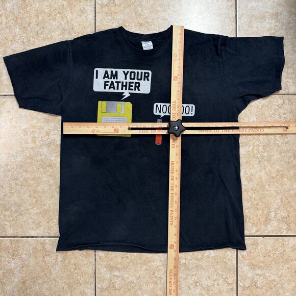 Port Company XL Black I Am Your Father Floppy Disk Graphic T Shirt - Picture 4 of 4